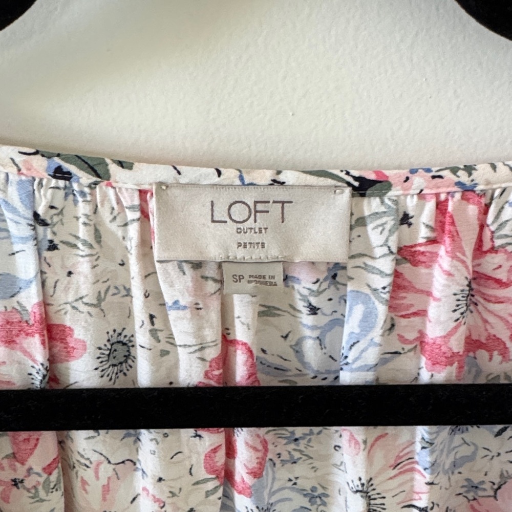 LOFT Floral Mini Dress - Pink and White, size small (petite) - Picture 2 of 5